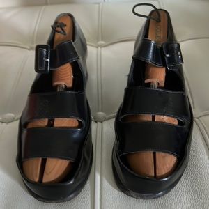ROBERT CLERGERIE BLACK LEATHER SANDALS